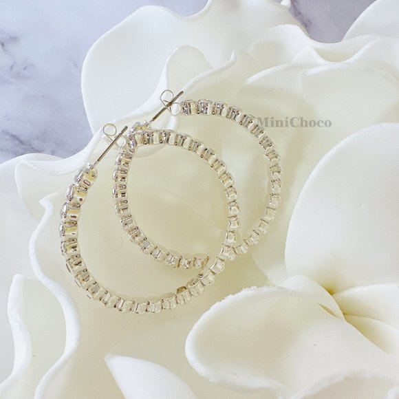 4.5 cm Crystal Hoop Earrings - Picture 2 of 8